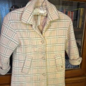 Chic Plaid Pink Pea Coat for Kids